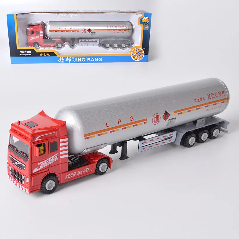 

1/60 Alloy Engineering Cars Model Toys Simulation Diecast Natural Gas Tanker Boys Gifts B276