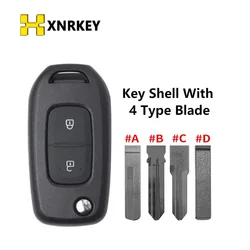 XNRKEY Car Flip Key Case for Renault Kadjar Captur Symbol Kaptur Megane Logan 2013- 2018 Remote Key Fob Shell Housing