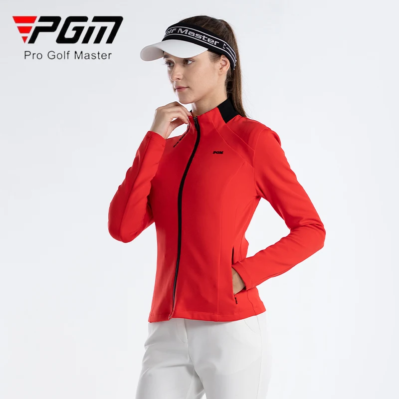 PGM Winter Autumn Golf Jackets Ladies Warm Stand Collar Sport Jackets Women Slim Long Sleeve Casual Coats Running Overcoats