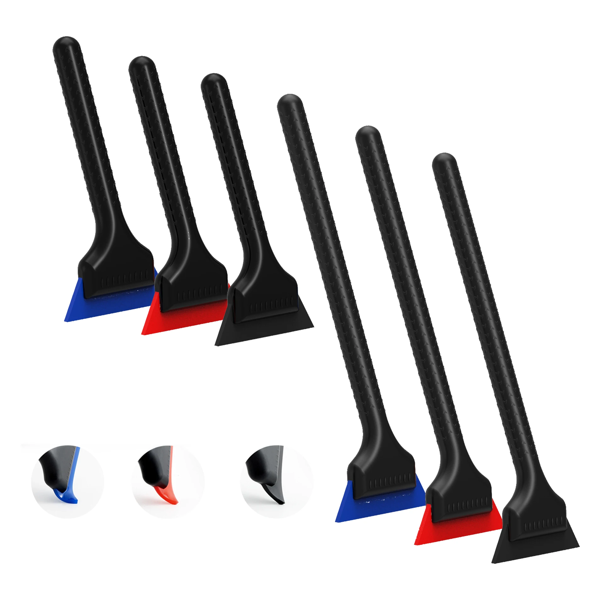 EHDIS Car Mirror Squeegee With Anti-Slip Handle Side Window Glass Corner Tinting Tools 3-Softness Rubber Blade Water Wiper Set