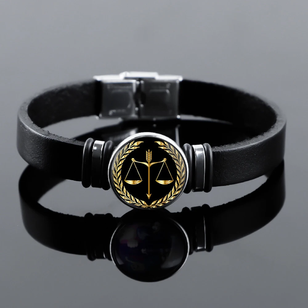 Abogado justicia escala juez diseño pulsera Kamado Nezuko tiempo gema vidrio hecho a mano cuero pareja pulseras Fans regalo al por mayor