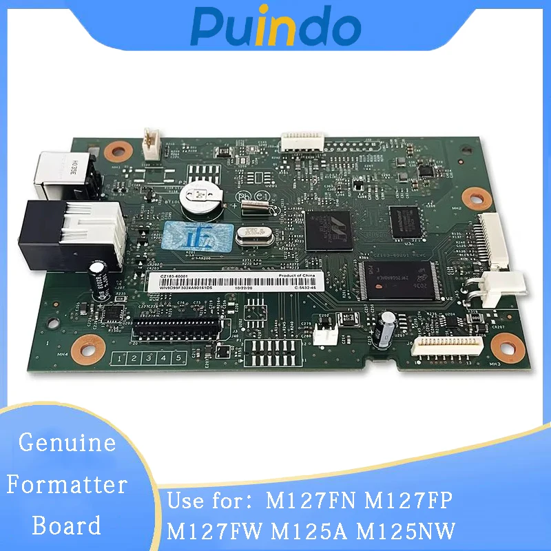 정품 CZ183-60001 CZ181-60001 포매터 보드 HP M127FN M127FP M127FW M125A M125NW 로직 메인보드용