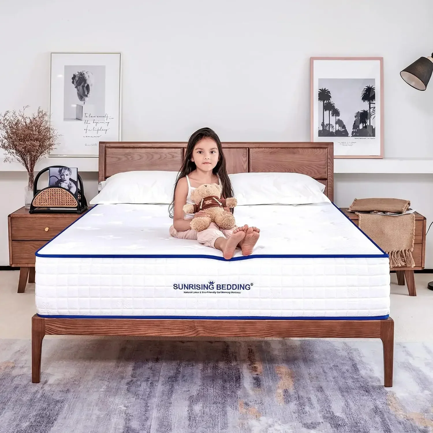 Sunrising Bedding 12 inch Natural Latex & Gel Infused Memory Foam Twin Mattress, Medium Firm, Non-Toxic & No Fiberglass, Assembl