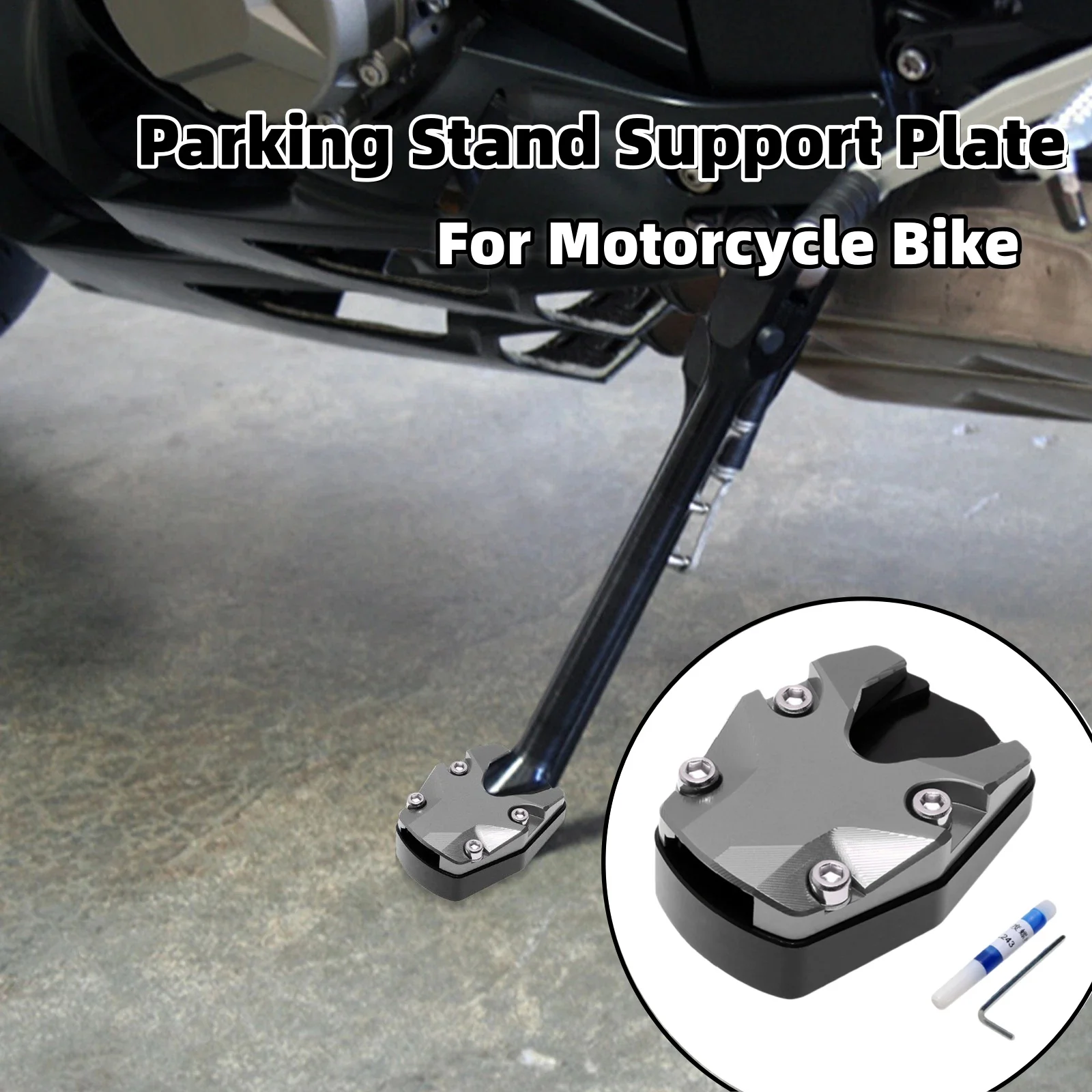 

1PCS Parking Stand Support Plate Motorcycle Bikes Kickstand Extender Foot Side Stand Extension Pad Stand Motorcycle Parts