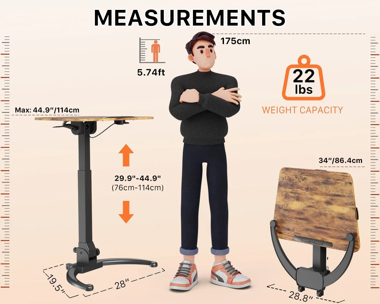 Mobile Standing Desk, Height Adjustable Table, 60° Tiltable Rolling Laptop Desk, Portable Sit Stand esk with Wheels Cup Holder