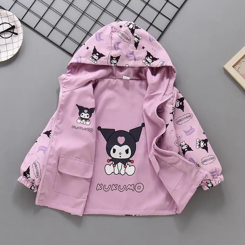 

Двусторонняя ветровка Sanrio Hello Kitty для мальчиков и девочек, из полиэстера, для детей, весна-осень, новый модный стиль, двусторонняя одежда