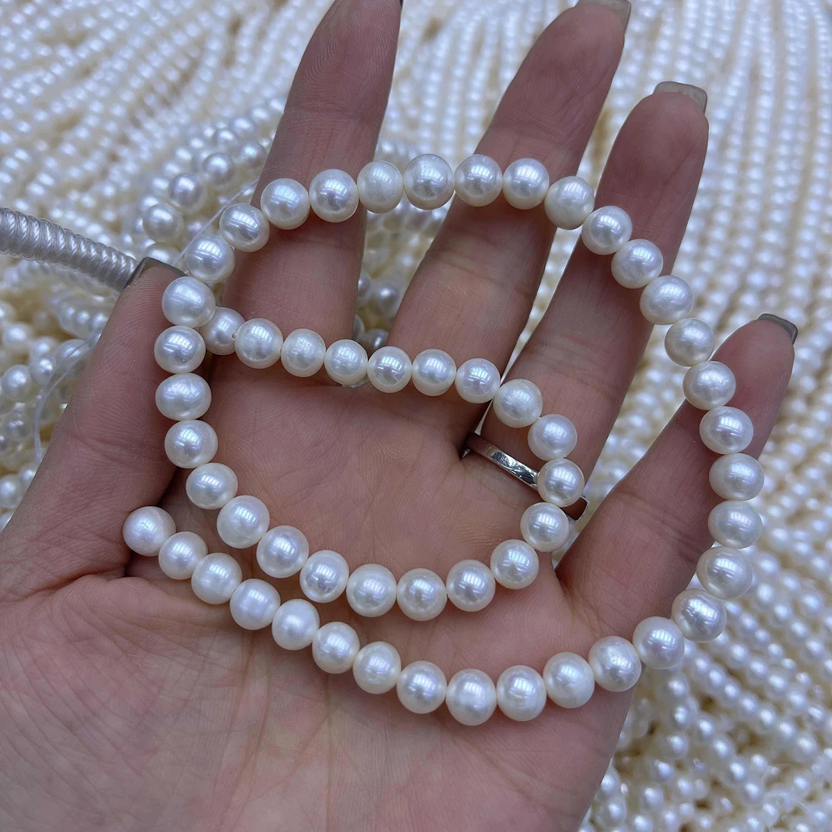 New Good Luster Natural Freshwater Pearl Near Round Beads Charms for DIY Women Men Necklace Bracelets Jewelry Making Accessories