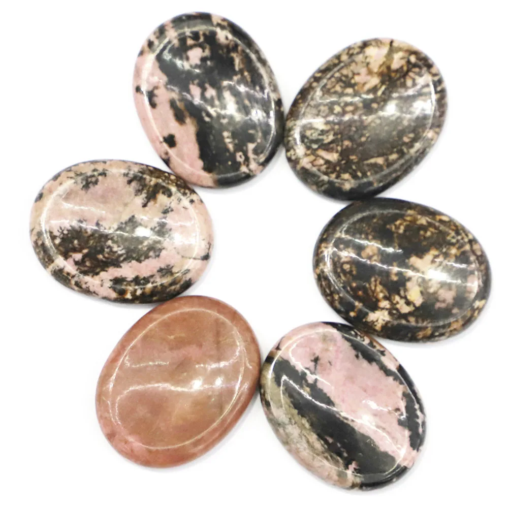 

6 шт./партия, натуральные овальные камни из родонита