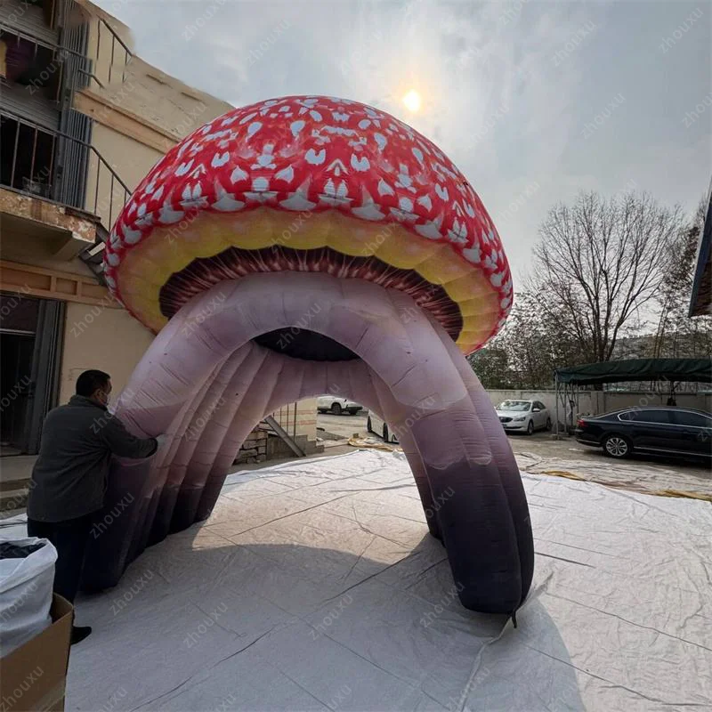 Aufblasbarer Pilz-Eingangstunnel, pilzförmiges Sonnenschutzzelt für Musikparty-Dekorations-Requisiten