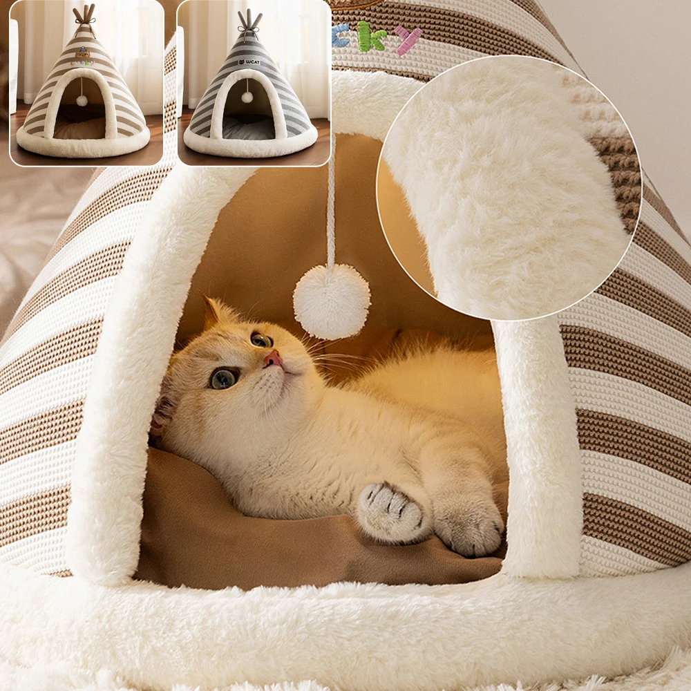 

Comfortable Cat House Pet Tent Four Seasons Universal Closed Dogs Nest Winter Warm Mats Outdoor Foldable Maison Pour Chat Gatti