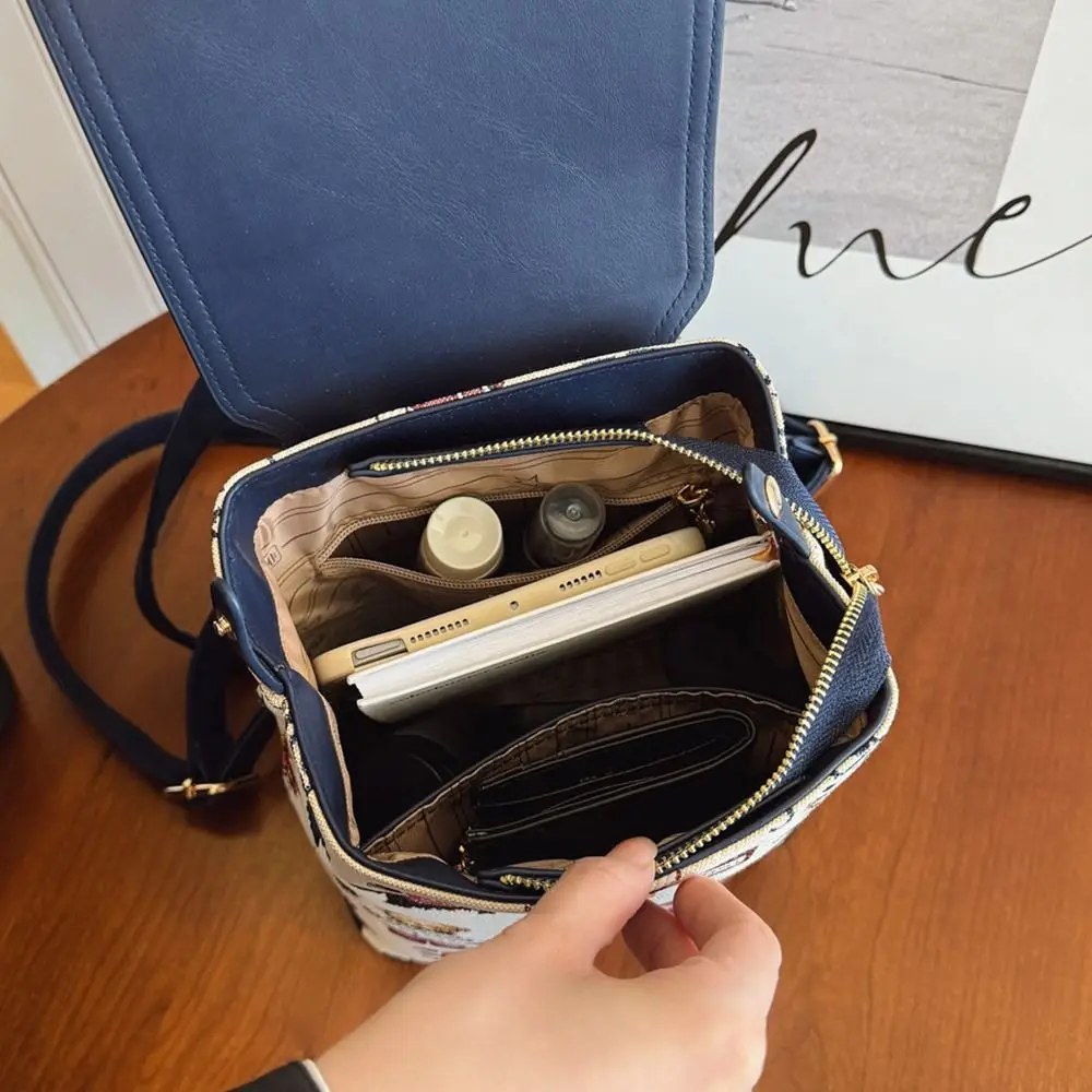 Tas ransel wanita kulit PU modis dengan ritsleting tas bahu kapasitas besar ransel perjalanan multifungsi lucu