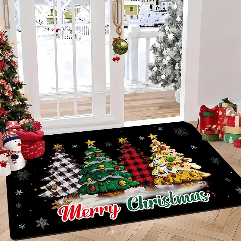 

Christmas doormat, made of flannel, washable, Christmas decorative entrance mat, suitable for rooms and bathrooms