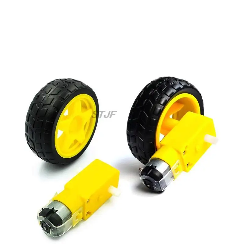 Smart car chassis Robot tire + DC gear motor set Wheel Motor TT Motor DC3V-6V geared motor Rubber wheel