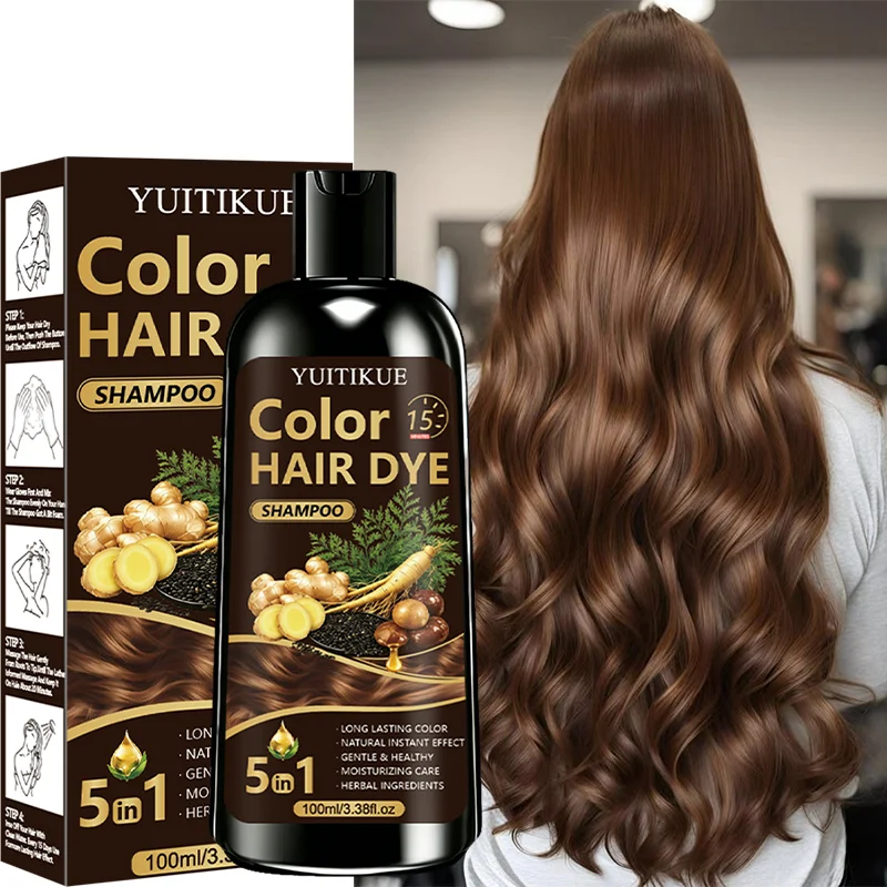 Herbal Quick Hair Coloring Wash Gentle Home Dye Long Lasting Cover Gray Hair Nourish Scalp Daily Hair Care