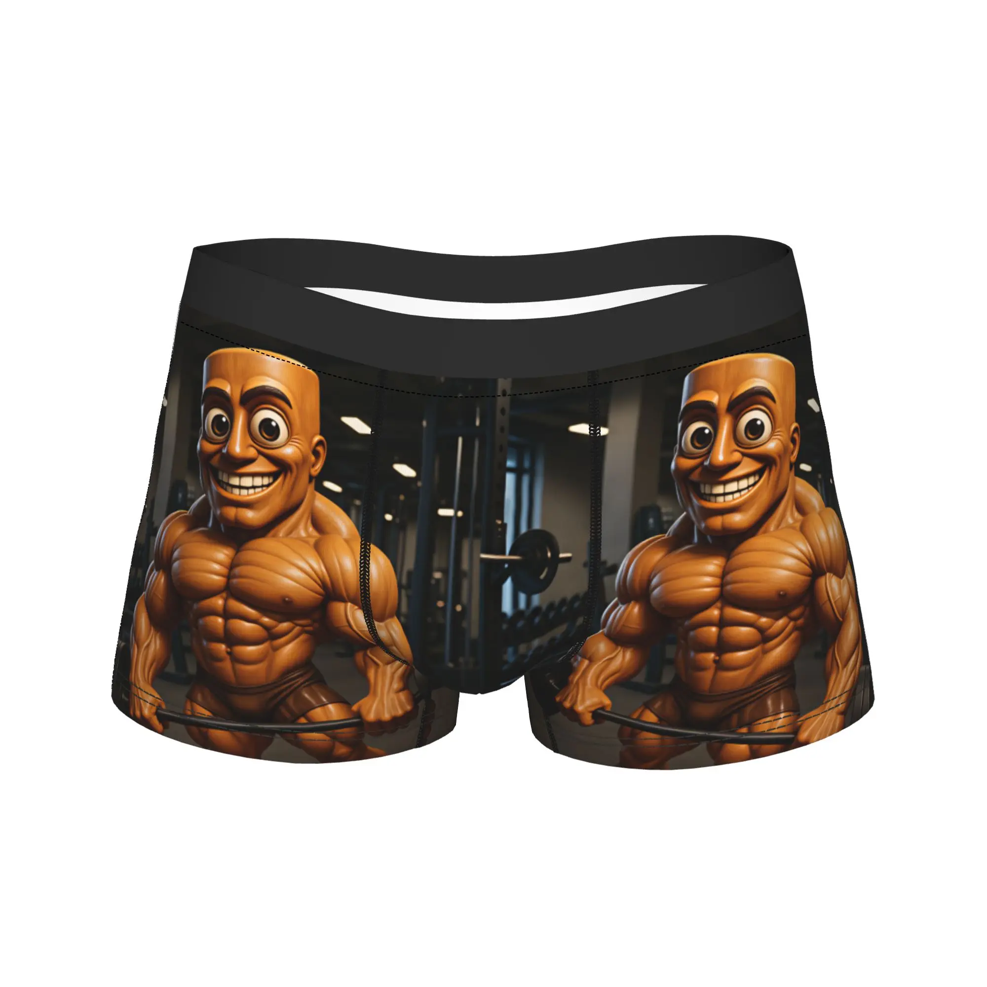 Tung Tung Sahur Gym Bodybuilder Muscle Meme Boxershorts Pouch Underwear Quality Boxer Brief Novelty Male Underpants Plus Size
