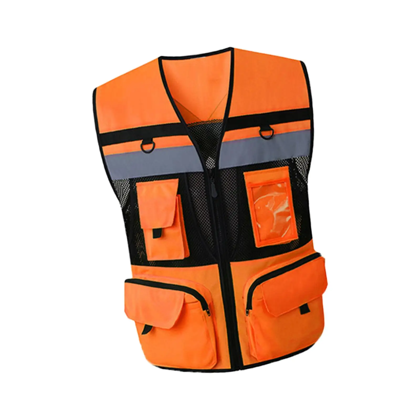 Reflective Vest Lightweight with Pockets and Zipper Work Vest for Warehouse