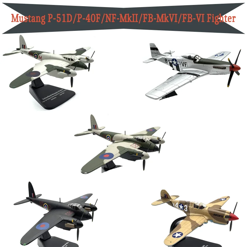 OXFORD 1/72 Mustang P-51D/P-40F/NF-MkII/FB-MkVI/FB-VI Fighter Alloy Aircraft Model Simulation Toy Desktop Collection Gift