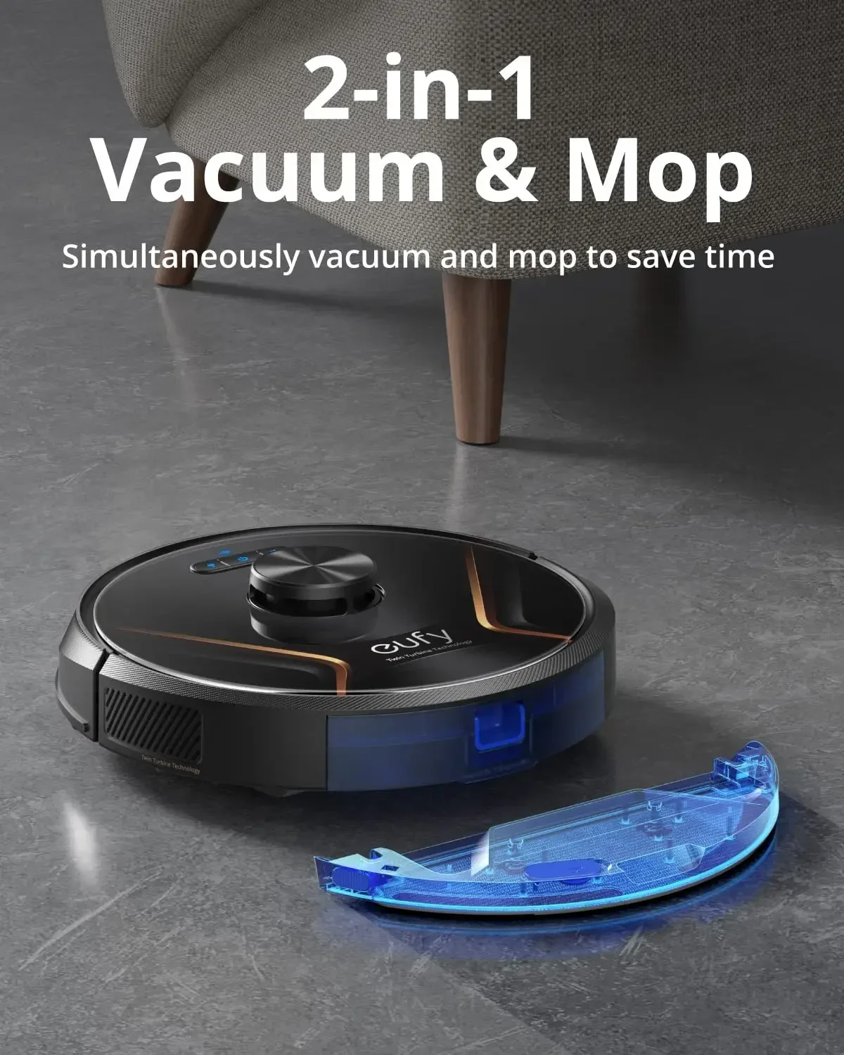 X8 Hybrid, Robot Vacuum and Mop Cleaner with iPath Laser Navigation, Twin-Turbine Technology generates 2000Pa x2 Suction