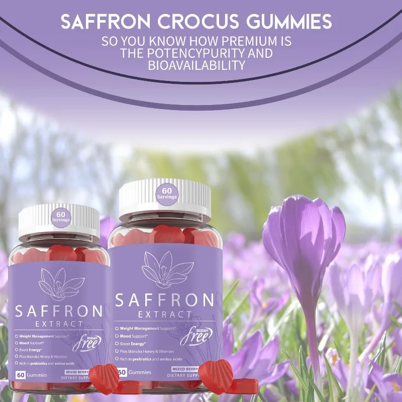 

Saffron Gummies Natural Supplement Support Mood Wellness & Blood Circulation Daily Use