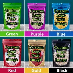 Limpar Frente Plástico Zip Lock Bag, Stand Up, Resealable, casamento Snack, açúcar, café, cereais, milho, especiarias, presentes, bolsas de armazenamento, 100pcs