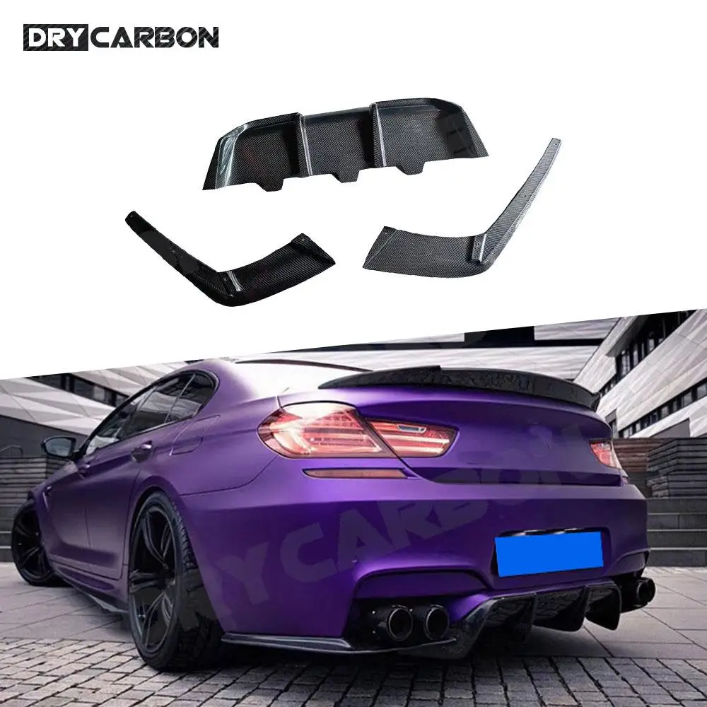 For 6 Series F06 F12 F13 M6 M Sport Carbon Fiber Rear Bumper Lip Diffuser Spoiler Splitters for BMW 2013 2014 2015 2016 FRP