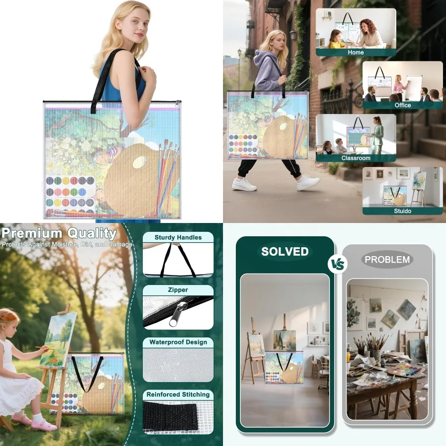 Borse per portafogli artistici da 20x26 pollici Custodia per opere d'arte con manico e cerniera Organizzatore di cartelle impermeabili in rete per bacheca
