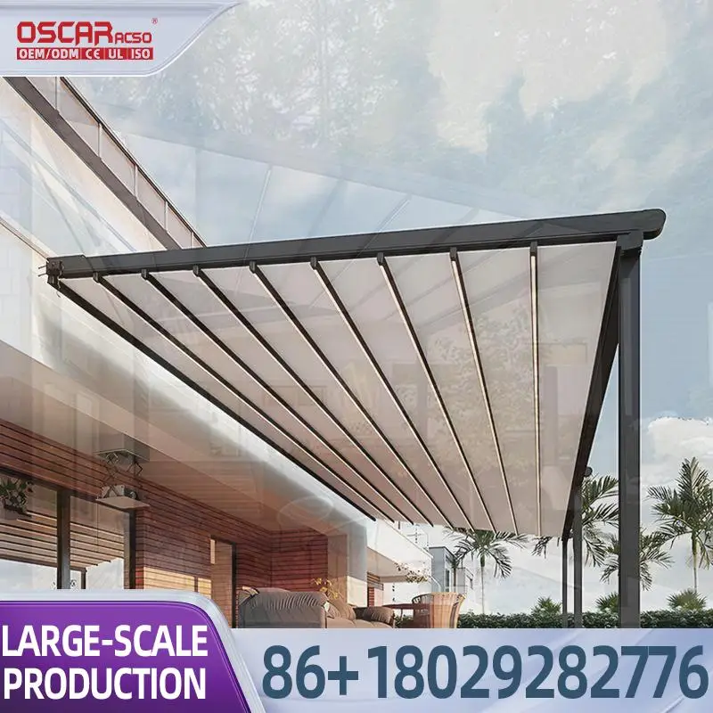 

Outdoor Motorized Retractable Sliding Shades Retractable Roof Awning for Terrace Sun Shading Retractable Canopy Pergola