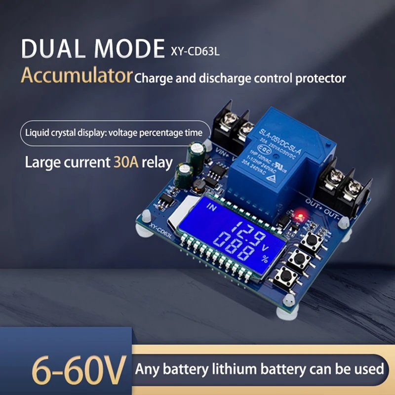 XY-CD63L 30A Battery Charge Discharge Controller Low Voltage Cut Off Switch Undervoltage Overvoltage Protection Display