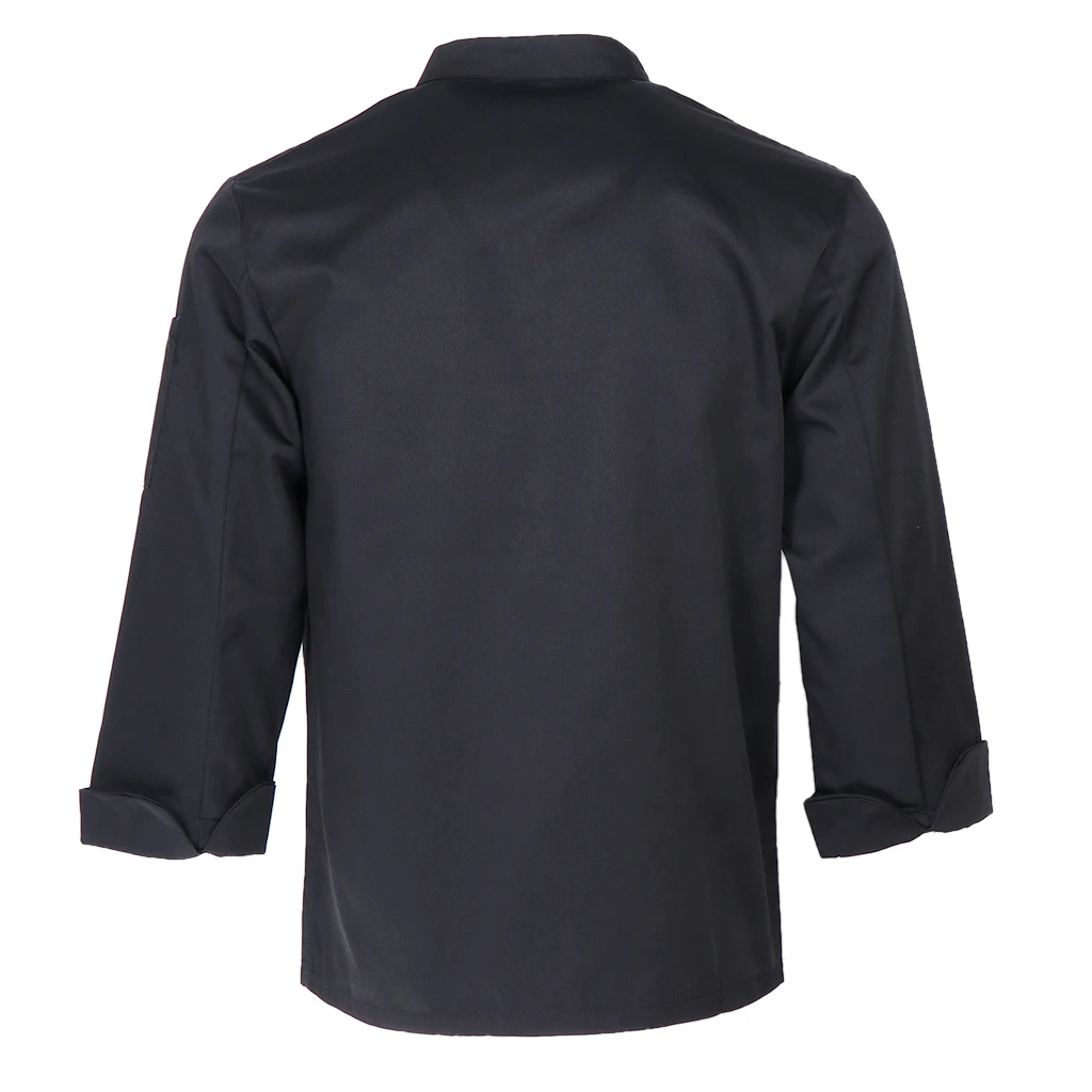 Stylish Chef Jacket Breathable Kitchen Uniforms Work Apparel Chef Coat Black