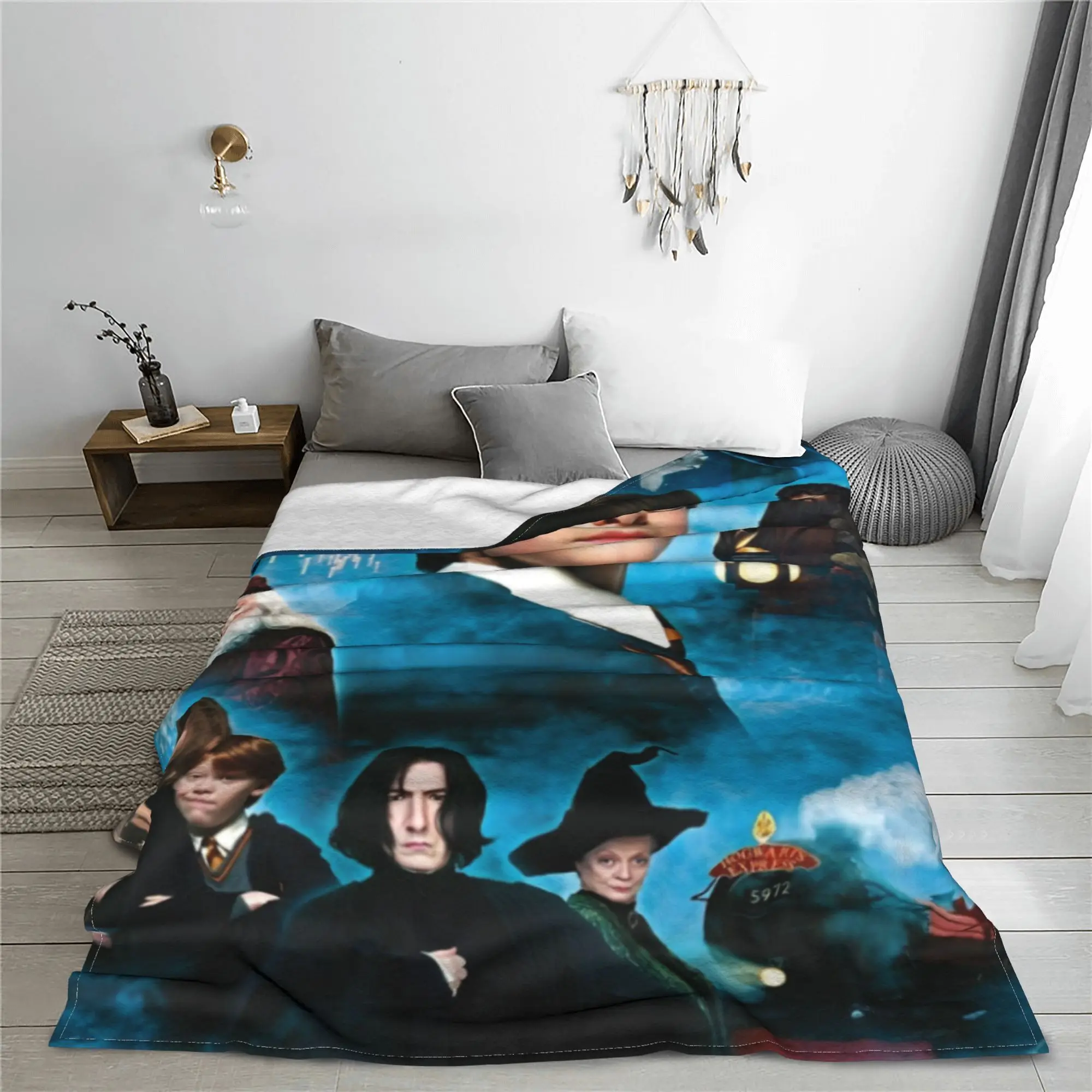 Harries Movie P-Potters Magic World Blanket Cover Fantasy Movie Fleece Throw Blanket Portable Soft Warm Breathable Rug Piece