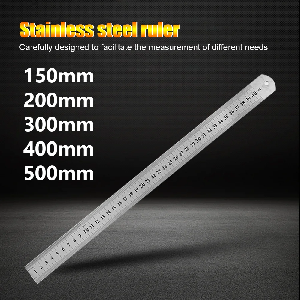 15-50Cm Double Side Scale Stainless Steel Metal Straight Ruler Measuring Tool Precision Measuring Tool for Students Stationery