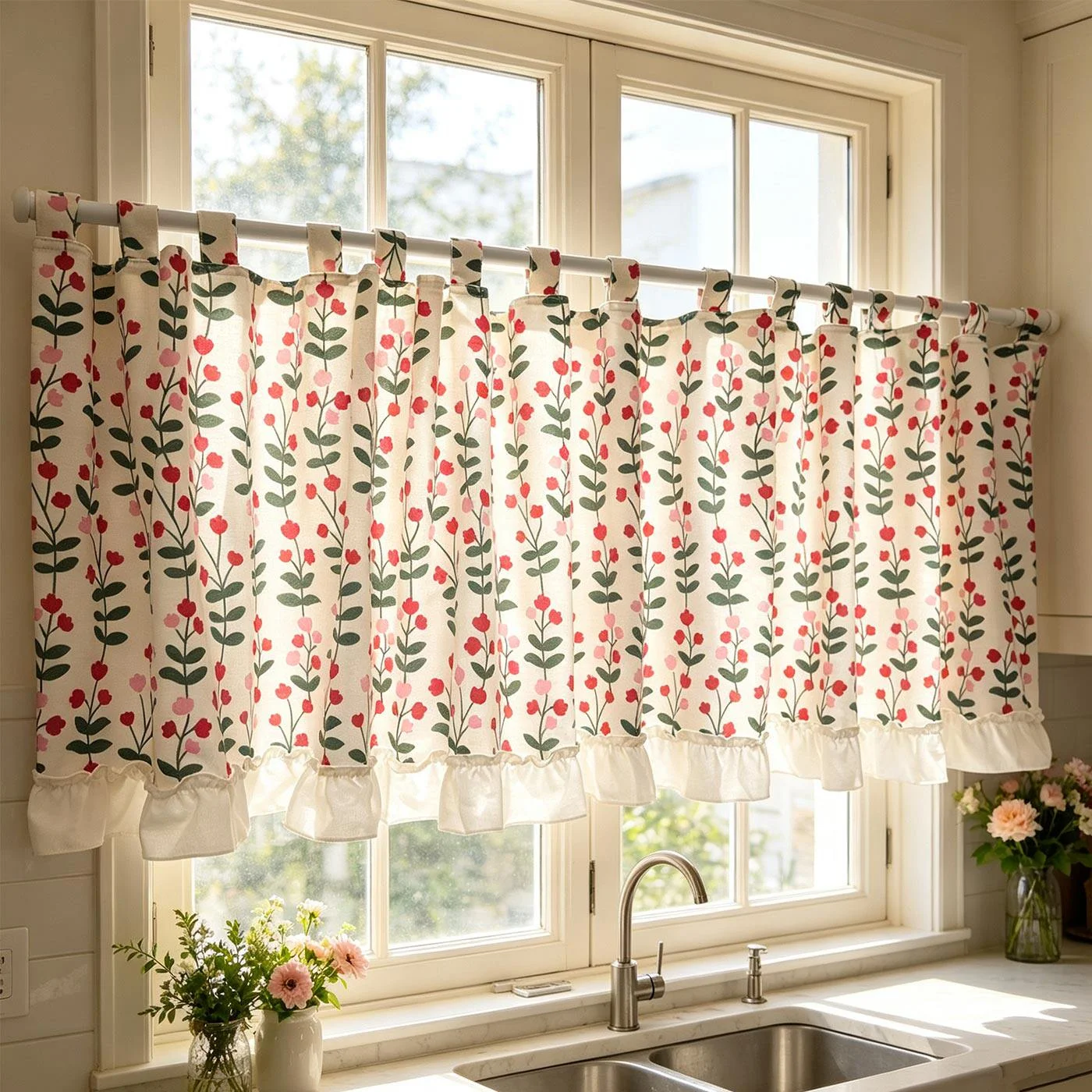 American Pastoral Style Curtain Minimalist Dustproof Kitchen Door Curtains Cafe Living Room Window Kitchen Half Home Decoration