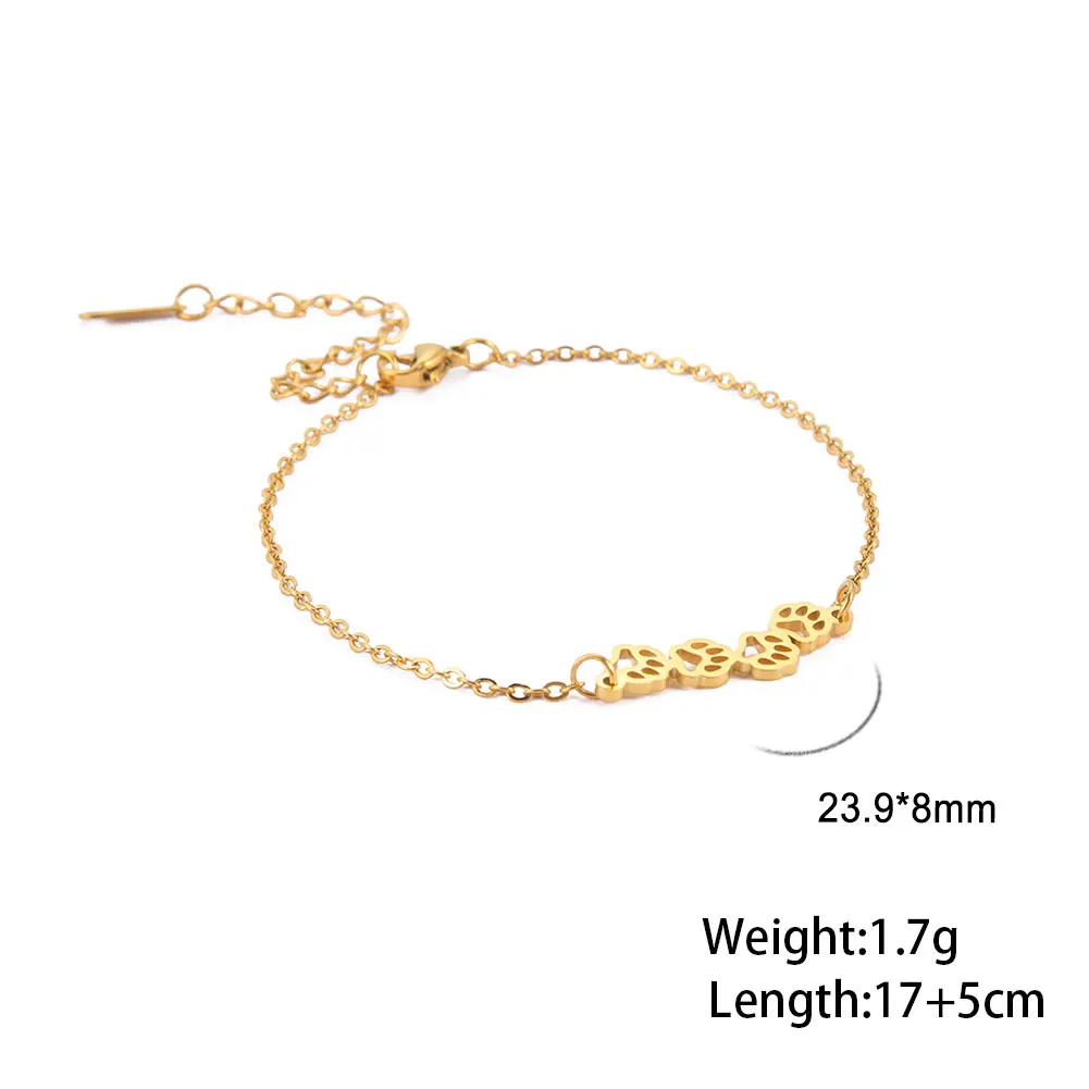 Animal Footprint Pendant Bracelet Fashion Women\'s Charm Bracelet Stainless Steel Bracelet for Girl Jewelry Gift