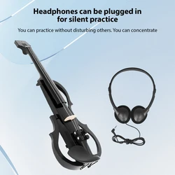 IRIN Violin Intelligent 4/4 Silent Electric Violin Set Carbon Fiber Body ABS Binding with Earphones Cable Shoulder Rest