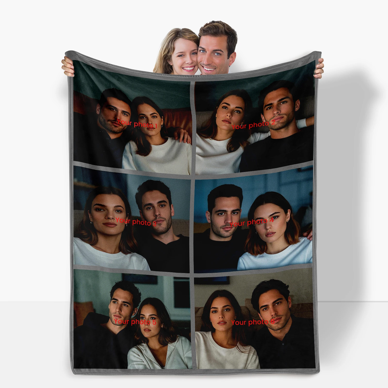 Valentine'S Flannel Blanket With Six Custom Images For Couples To Cherish Their Love Journey