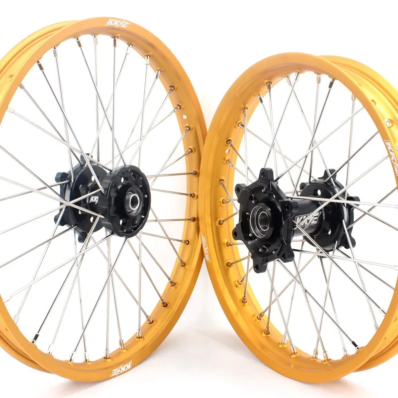 

【2025】 Комплект дисков из сплава для мотокросса MX 21/19 Birt Bike, подходит для SUZUKI RM125 RM250 1996-2008, черная ступица, золотой обод