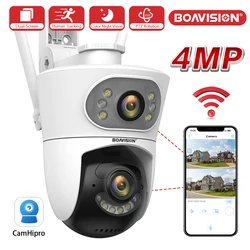Wifi gözetim kamera açık 4MP çift Lens çift ekran PTZ AI otomatik izleme renk gece görüş iki yönlü ses güvenlik kamera