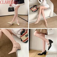 Chaussures de travail confortables pour femmes, chaussures Mary Jane pointues, chaussures polyvalentes en cuir souple à bride unique pour femmes, élégantes. 2