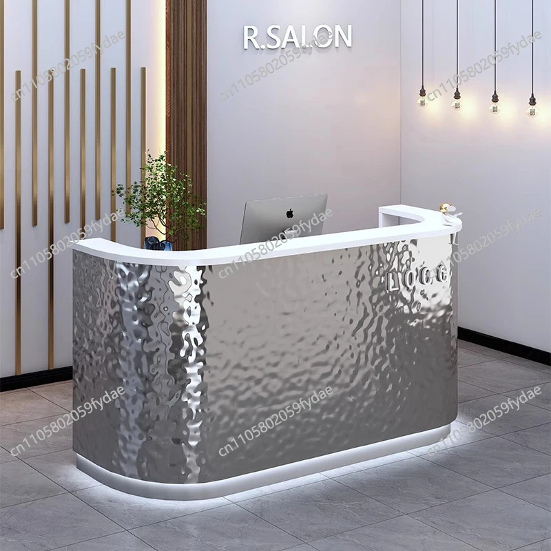 Stainless Steel Store Reception Desks Checkout Modern Design Counter Reception Desks Display Business Bureau Office Furniture