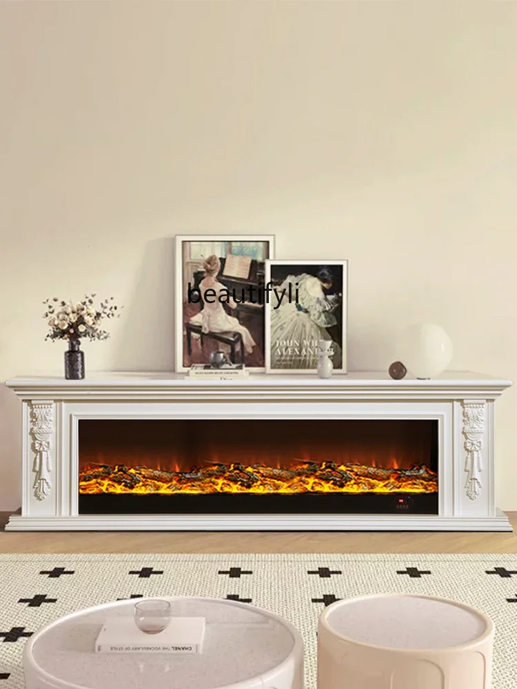 Armario decorativo para chimenea eléctrica, marco de chimenea de simulación simple, mueble de TV para chimenea americana de madera maciza B06