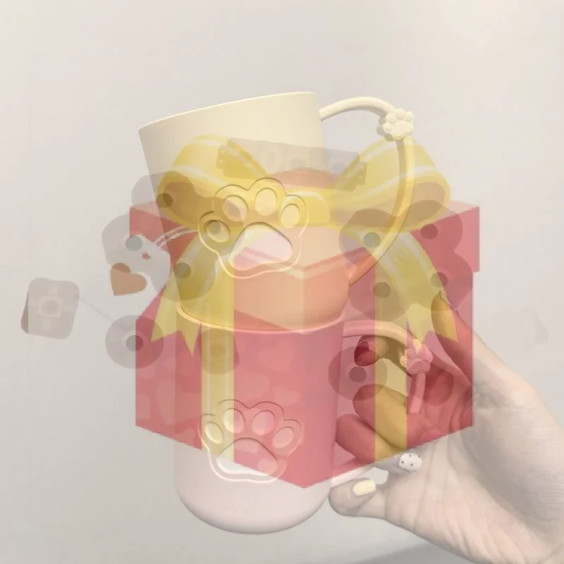 【HG】Cute Cartoon Cat Paw Couples Plastic Mouthwash Toothbrush Cup With Handle Home Bathroom Tumblers Portable Toothbrush Holder