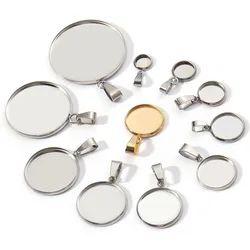 Wysokiej jakości kaboszon ze stali nierdzewnej 6–30 mm do tworzenia biżuterii Puste tace Ustawienia wisiorków z zapięciami Naszyjnik DIY