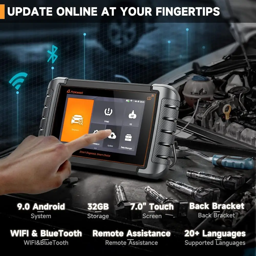 FOXWELL NT809TS TPMS Programming Tool All Systems Diagnostic Tool Bi-Directional Control 30+Reset OBD2 Bluetooth Automotive Scan