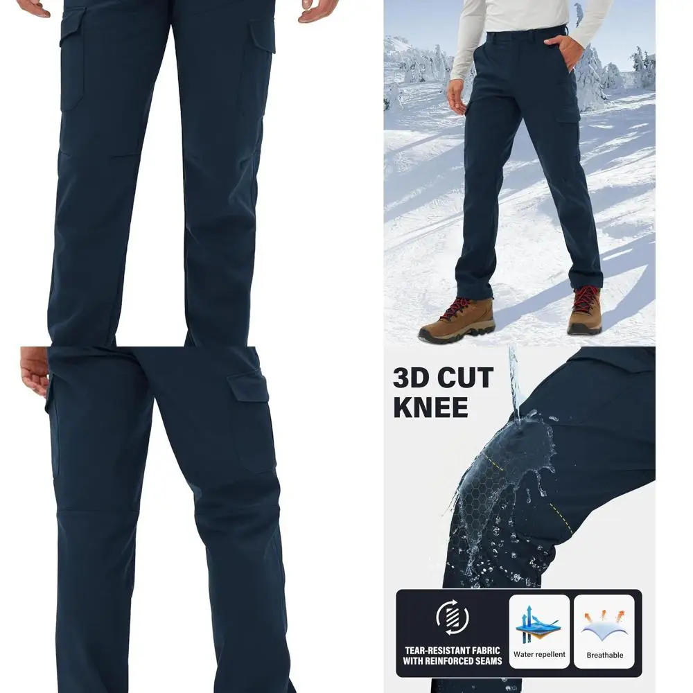 

Pioneer Camp Men's Waterproof Cargo Hiking Pants Fleece Lined Outdoor Softshell Snow Ski Insulated Winter Pants for Work