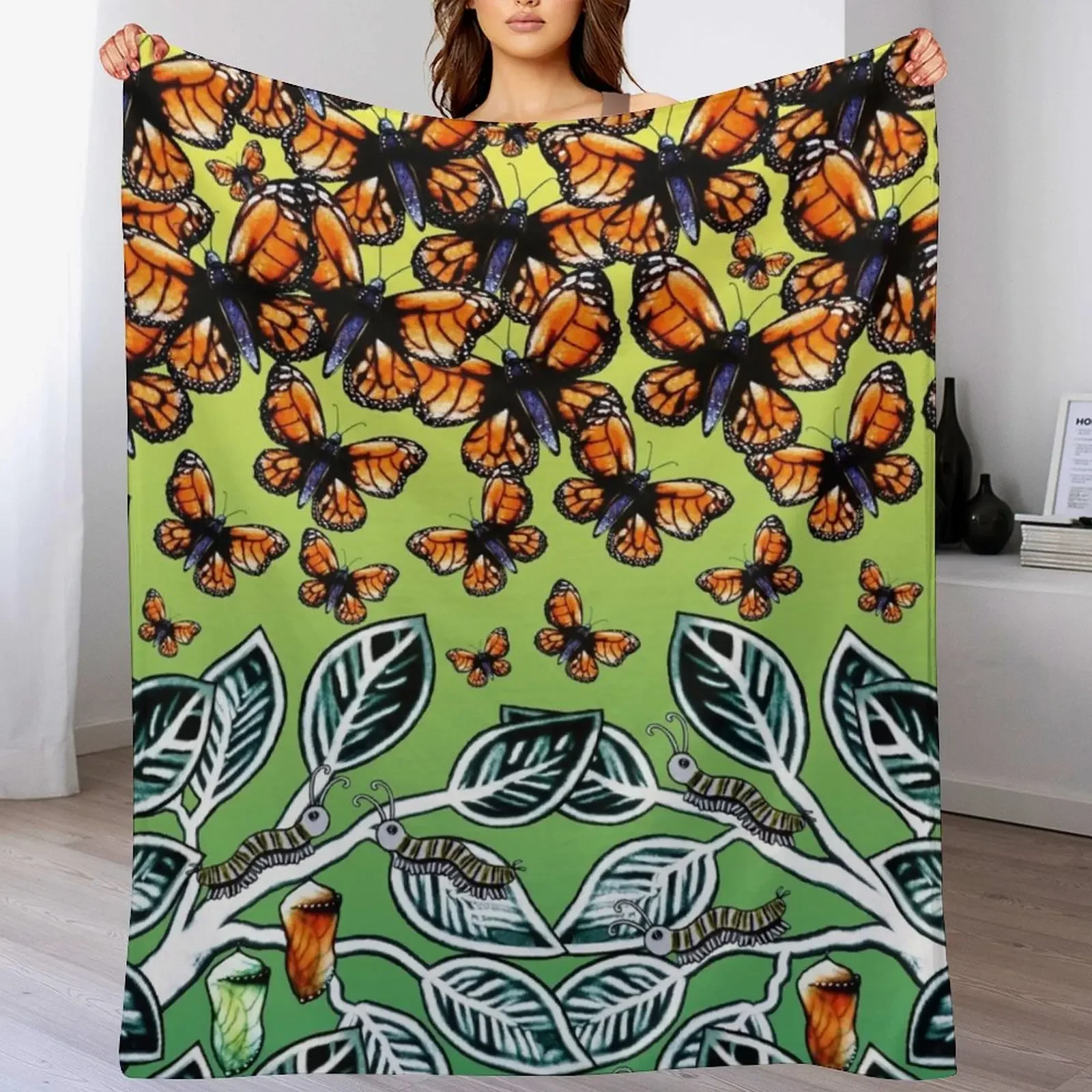 Monarch Metamorphosis Sand Art Throw Blanket manga Giant Sofa Blankets