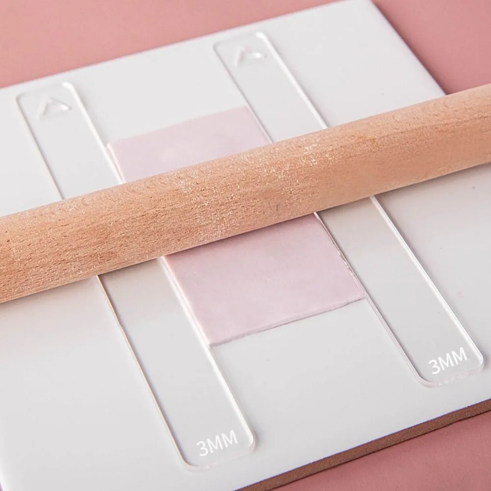 

2Pcs/Set Pendant Acrylic Clay Thickness Ruler Transparent Earrings Pottery Polymer Ruler Jewelry Guide Rail DIY Making Tool
