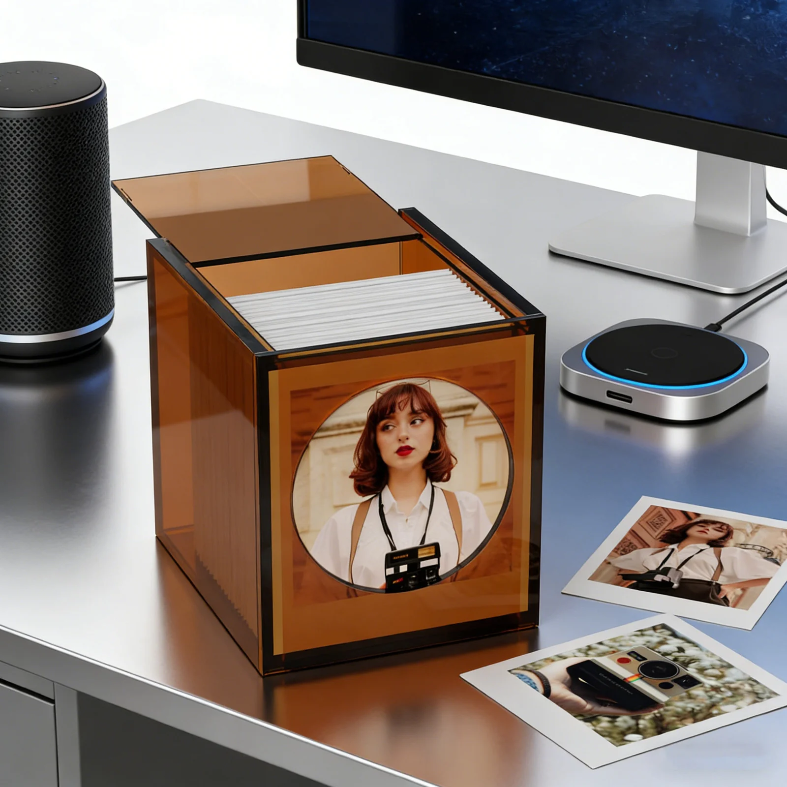 

Photo Frame Storage Box for Photos and Cards, Large Capacity Organizer with Compartment Design, Keepsake Box for Memories