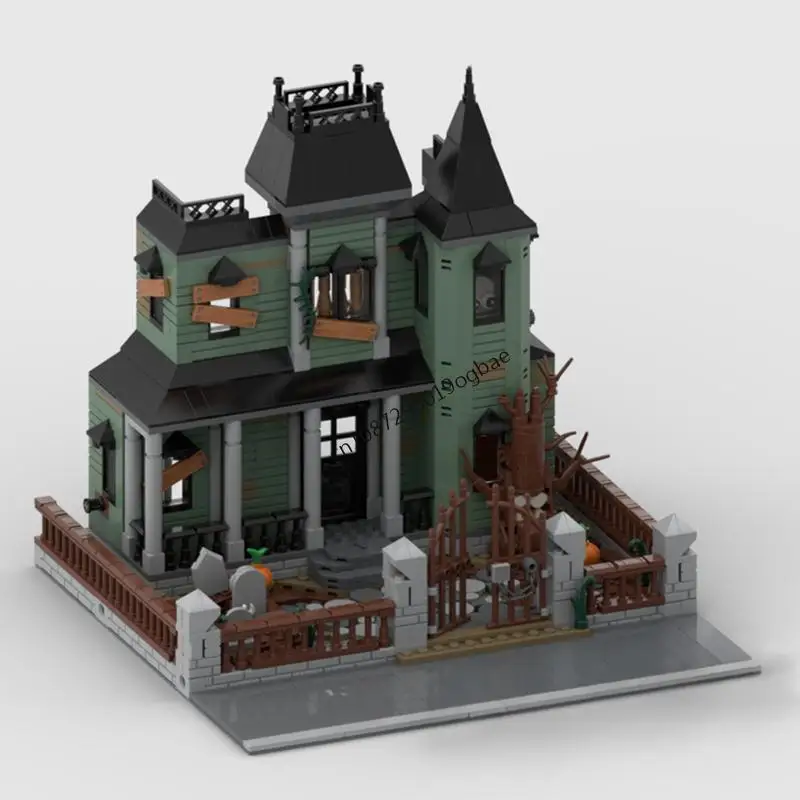 

New 1056Pcs Moc European Medieval Street View Haunted Mansion with Base Model Diy Creative Ideas Child Toys Birthday Gift Blocks