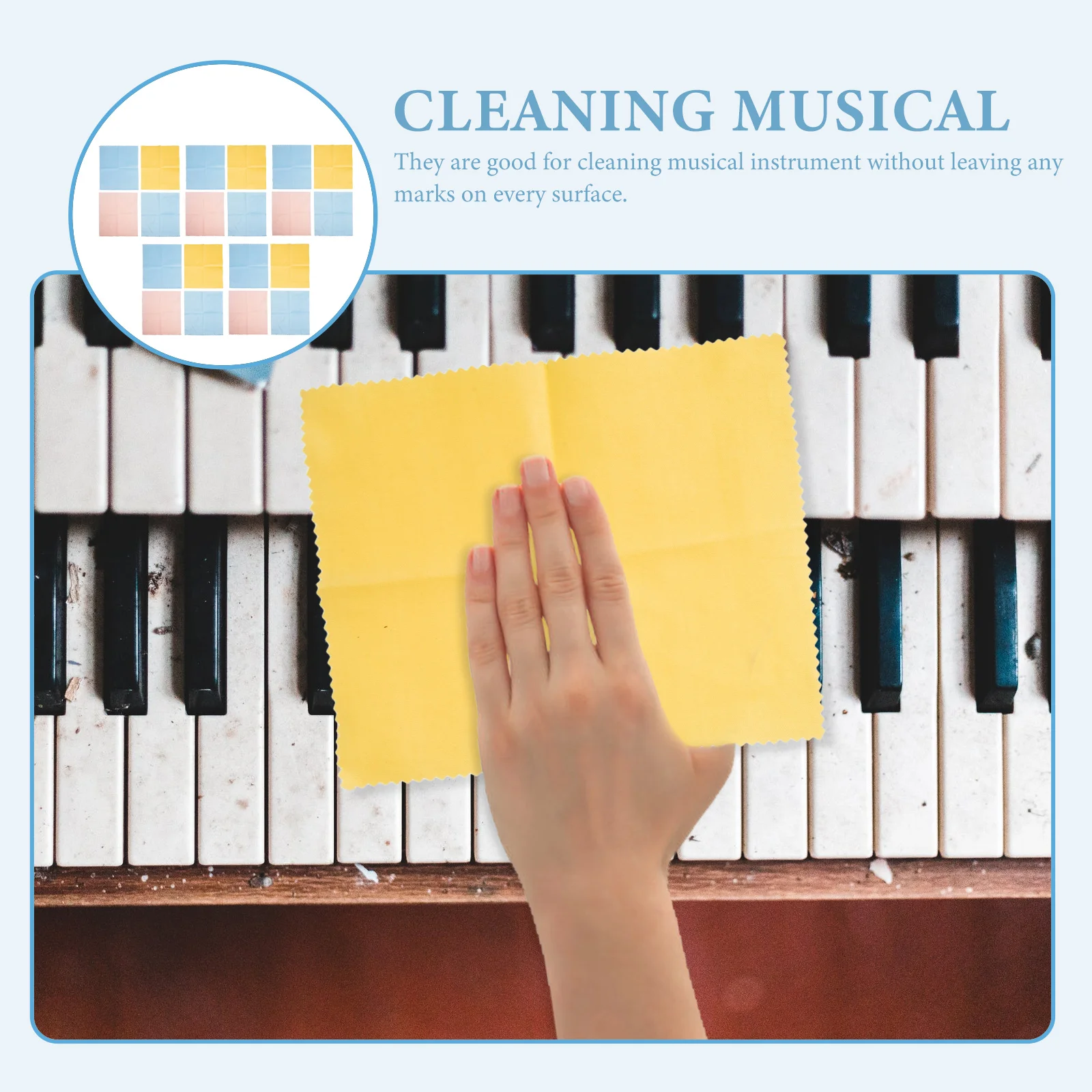 

20 Pcs Cleaning Cloth Wipes Piano Cleaner Guitar Polishing Superfine Fiber Cloths for Musical Instruments