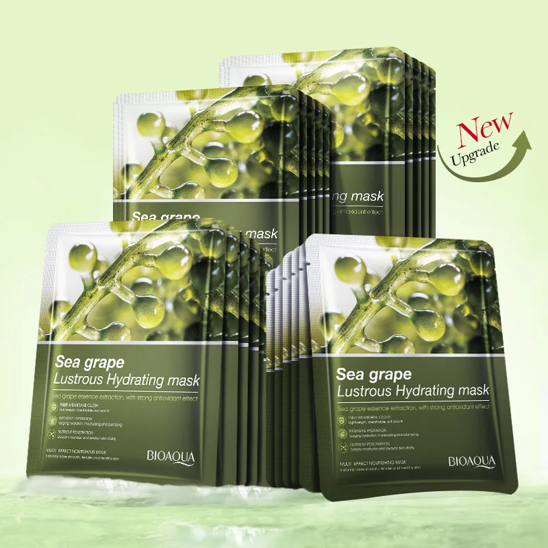10pcs BIOAQUA Sea Grape Face Mask Moisturizing Anti Wrinkles Anti-aging Facial Masks Whitenting Face Sheet Mask Skin Care view 2